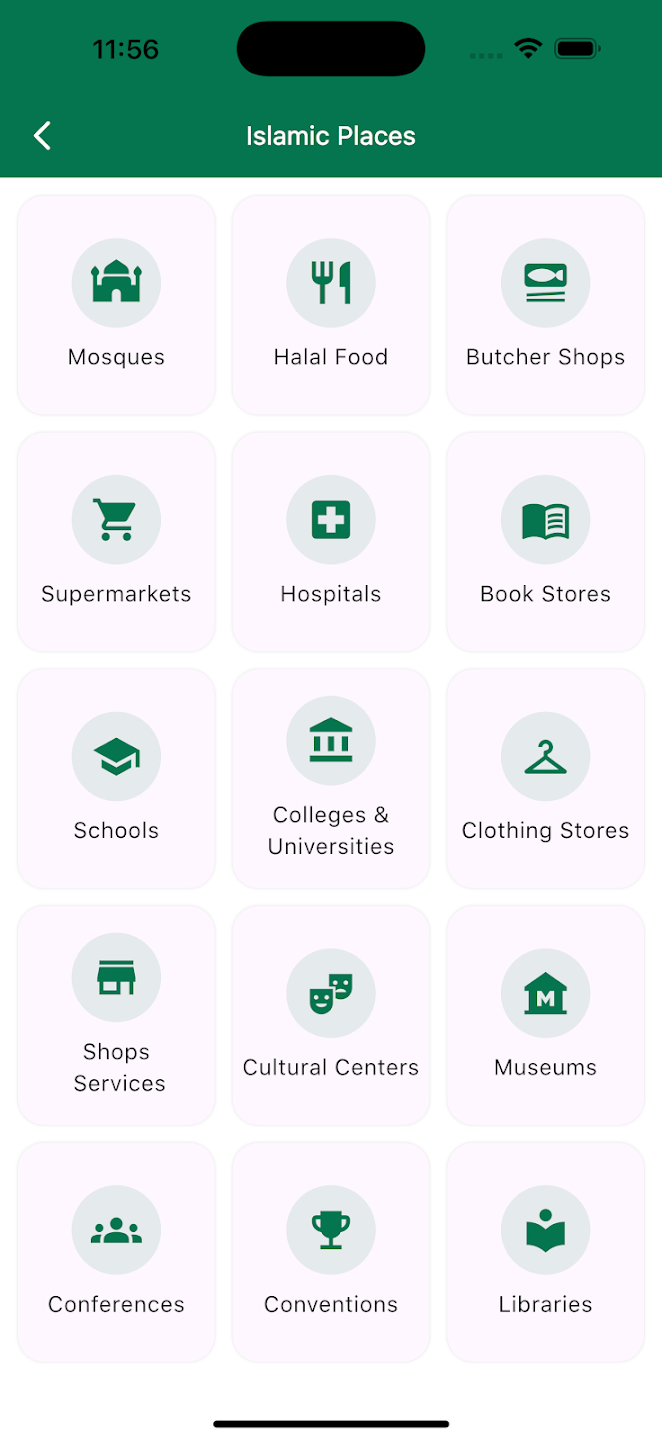 Nearby halal restaurants and mosques map